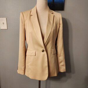 DKNY WOMENS TAN SAND SINGLE-breasted One Button Lined Blazer Jacket Size 8P NWT